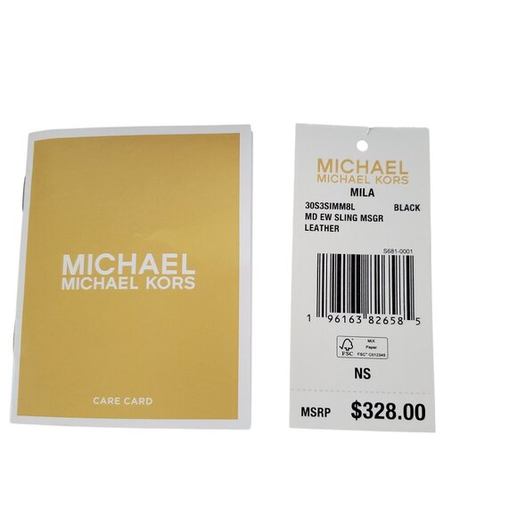 MICHAEL KORS Mila Medium Leather East West Sling Messenger Bag Purse Black - Picture 3 of 14